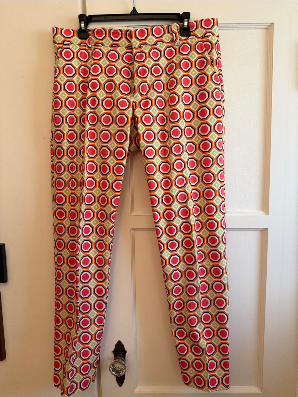 Men's Geometric Print Dress Pants - Pink & Orange